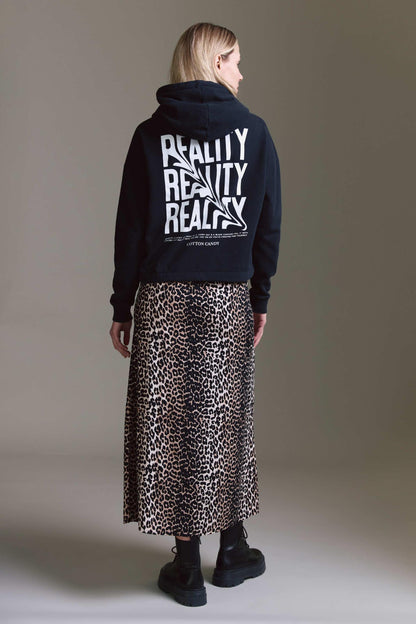 Gewaschenes Sweatshirt Mit Kapuze, Tunnelzug Und Reality Druck