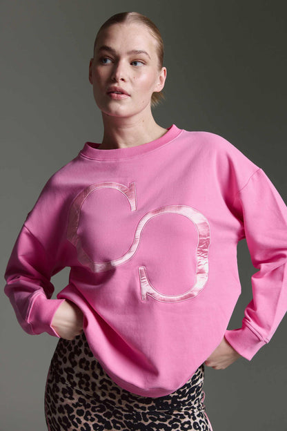 Oversized Sweatshirt Mit O-Hals Und Logo Applikation