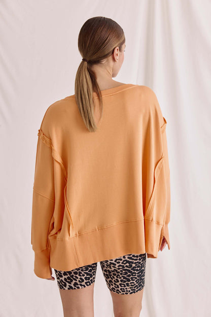 Softes Oversized Sweatshirt Mit Weitem Rundhals Und Inside-Out Elementen