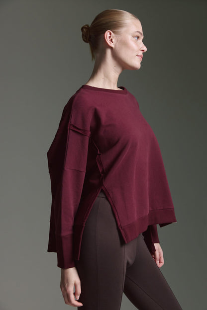 Sweatshirt Mit Weitem O-Hals Und Inside-Out Elementen