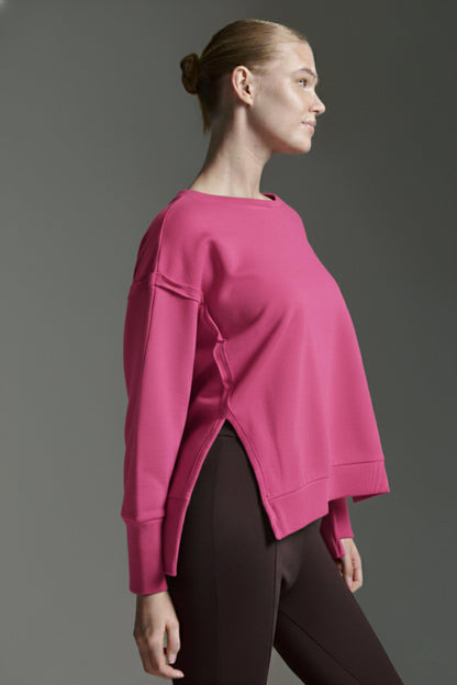 Sweatshirt Mit Weitem O-Hals Und Inside-Out Elementen