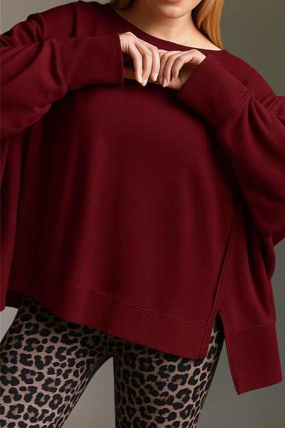 Softes Sweatshirt Mit Weitem O-Hals Und Inside-Out Elementen