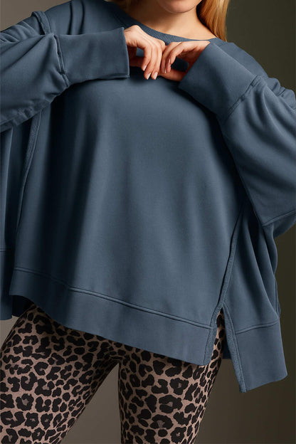 Softes Sweatshirt Mit Weitem O-Hals Und Inside-Out Elementen