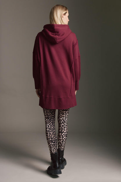 Softes Long Sweatshirt Mit Kapuze, Inside-Out Elementen Und Seitenschlitz