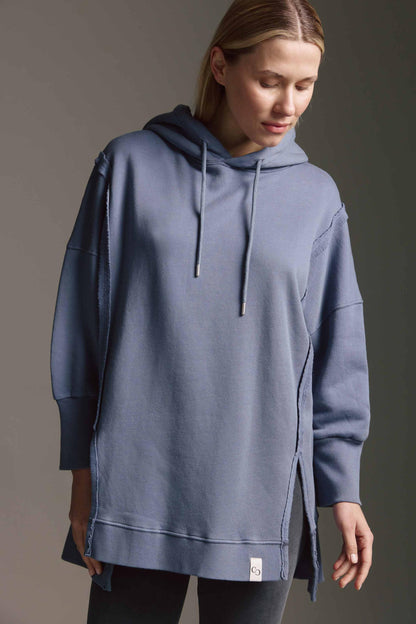 Softes Long Sweatshirt Mit Kapuze, Inside-Out Elementen Und Seitenschlitz