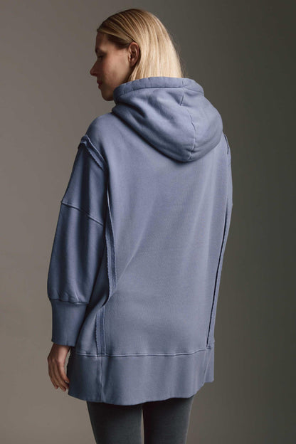 Softes Long Sweatshirt Mit Kapuze, Inside-Out Elementen Und Seitenschlitz