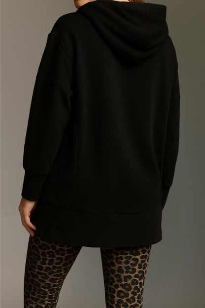 Softes Long Sweatshirt Mit Kapuze, Inside-Out Elementen Und Seitenschlitz