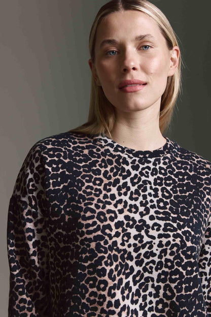 Heavy Weight Sweatshirt Mit Rundhals, Tunnelzug Und Leo Aop