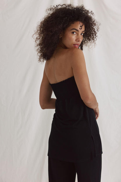 Tube Top Mit Gesmoktem Bund Und Seitenschlitzen
