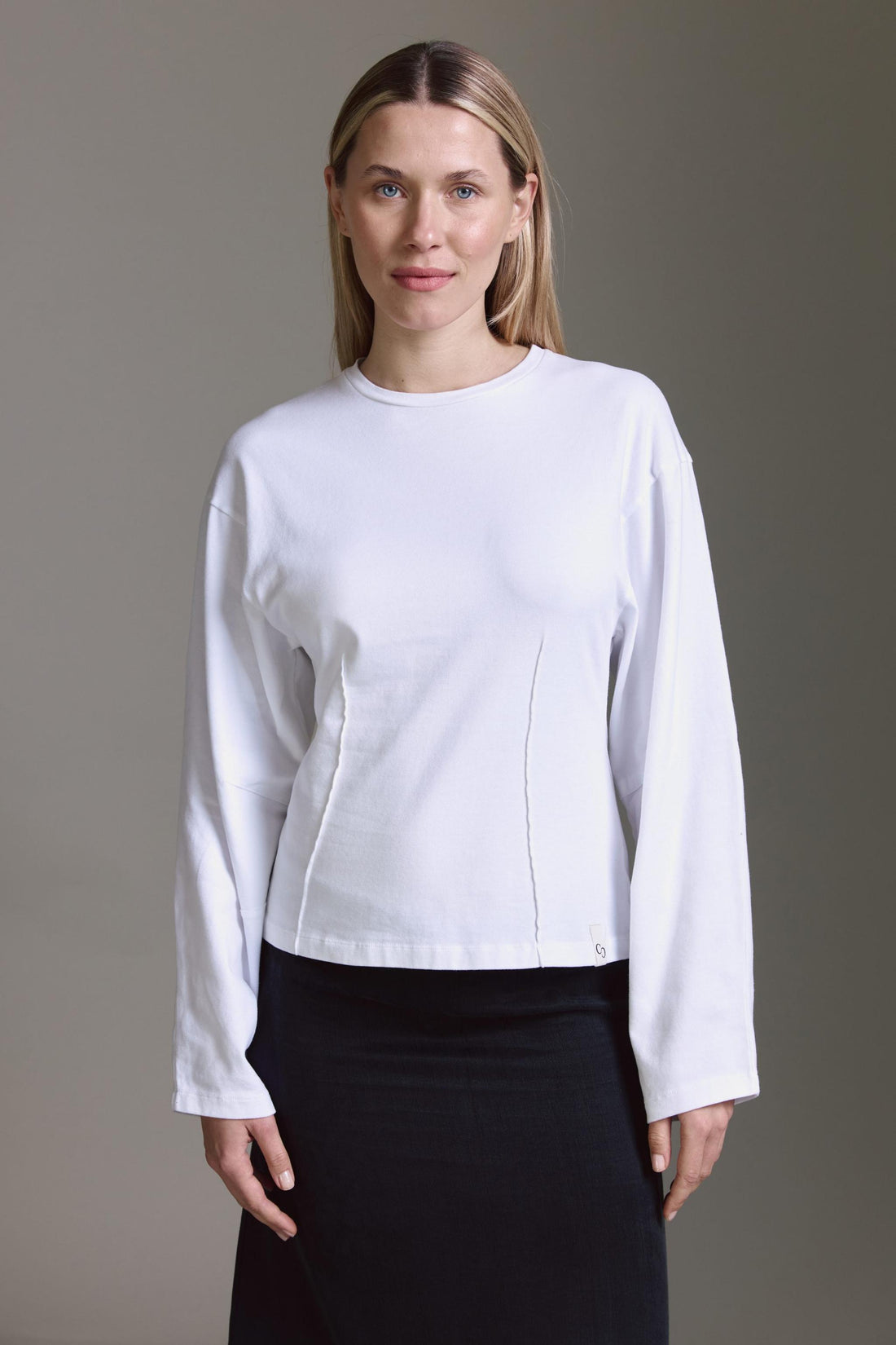 Softes Langarmshirt Mit Rundhals Und Abnähern