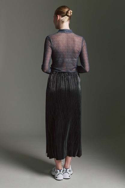 Sheer Langarmshirt Mit Stehkragen Und Logo Aop