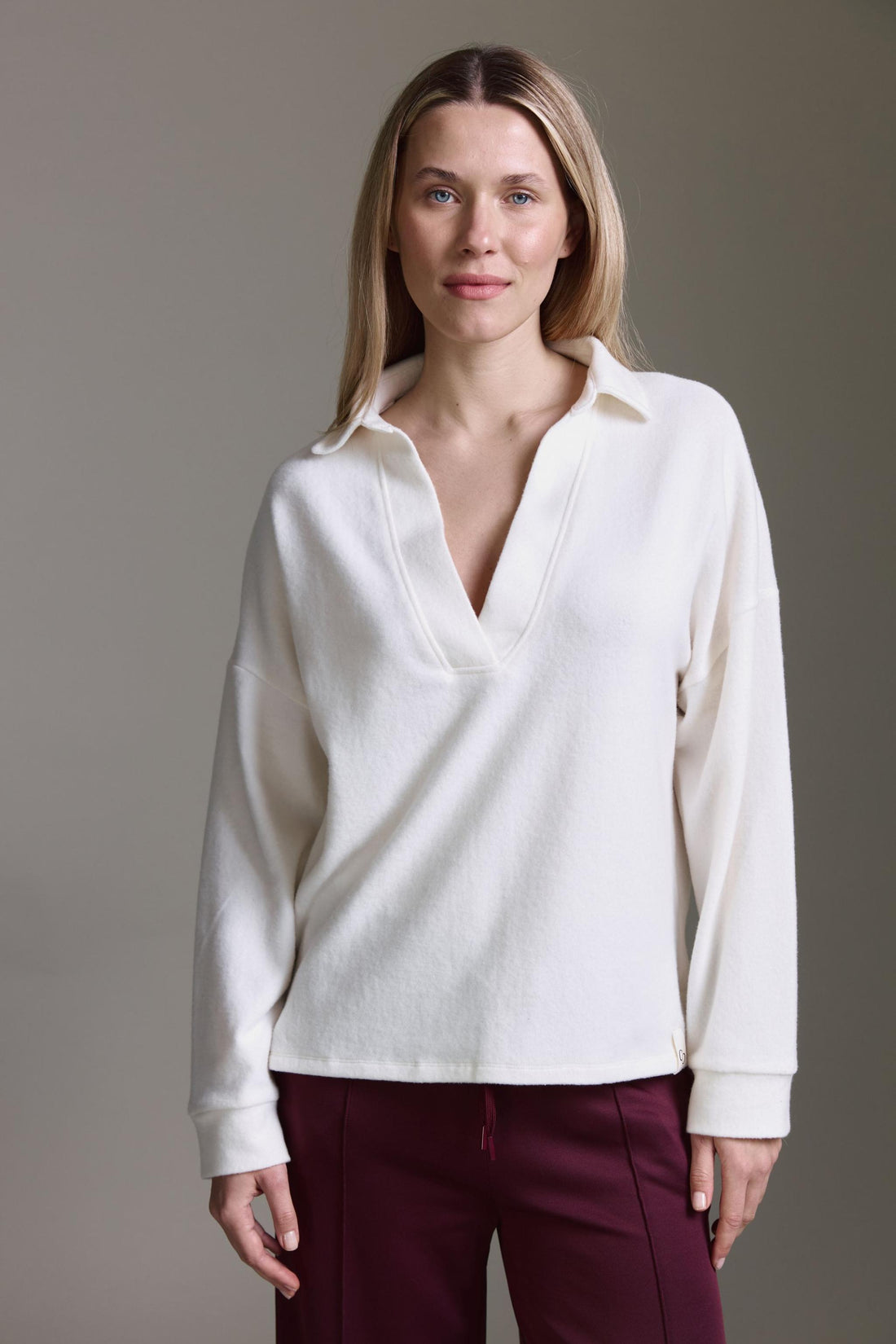 Cozy Langarmshirt Mit Polokragen