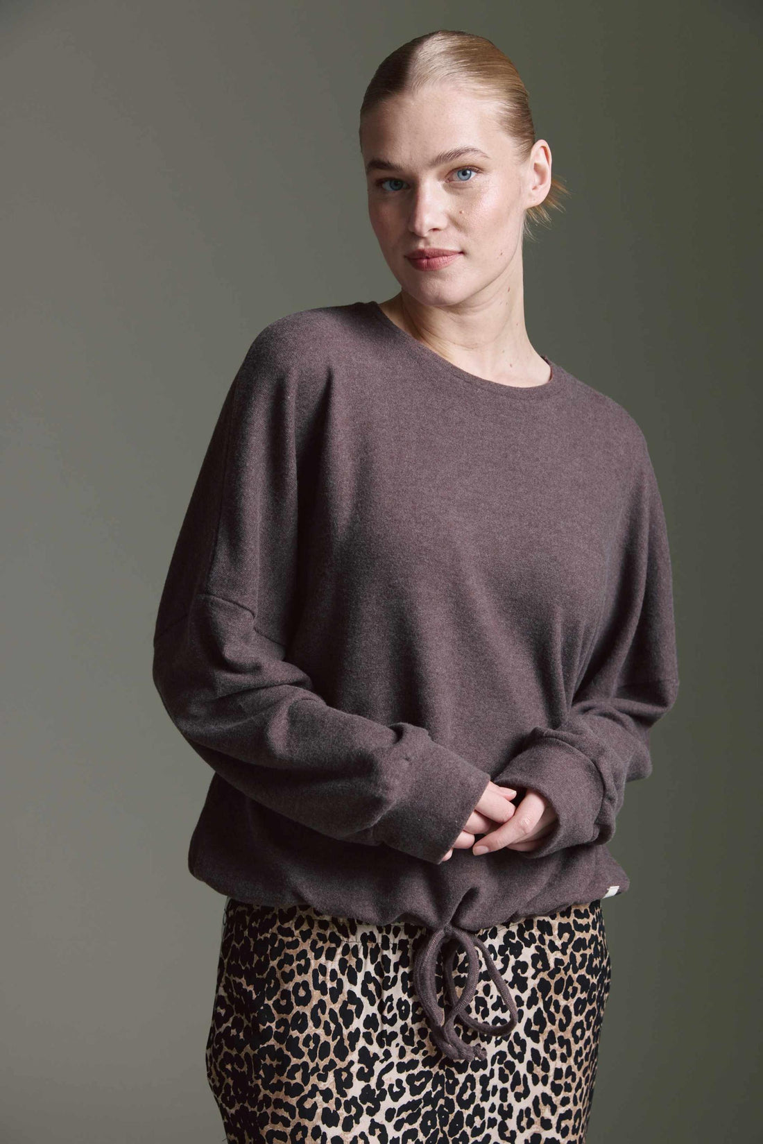 Cozy Langarmshirt Mit Ballonärmeln Und Tunnelzug Am Saum