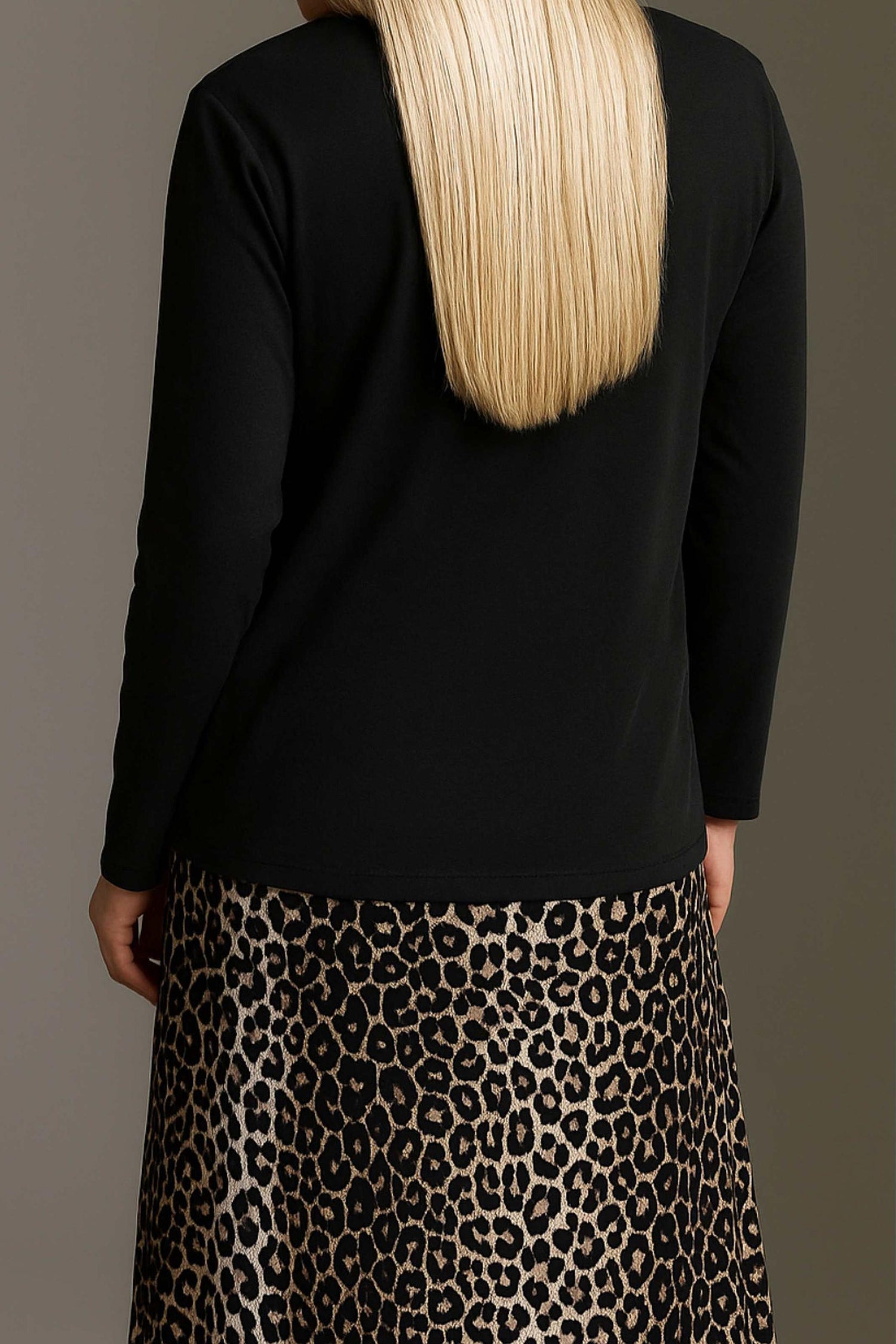 Strickoptik Langarmshirt Mit V-Hals Und Rollkanten