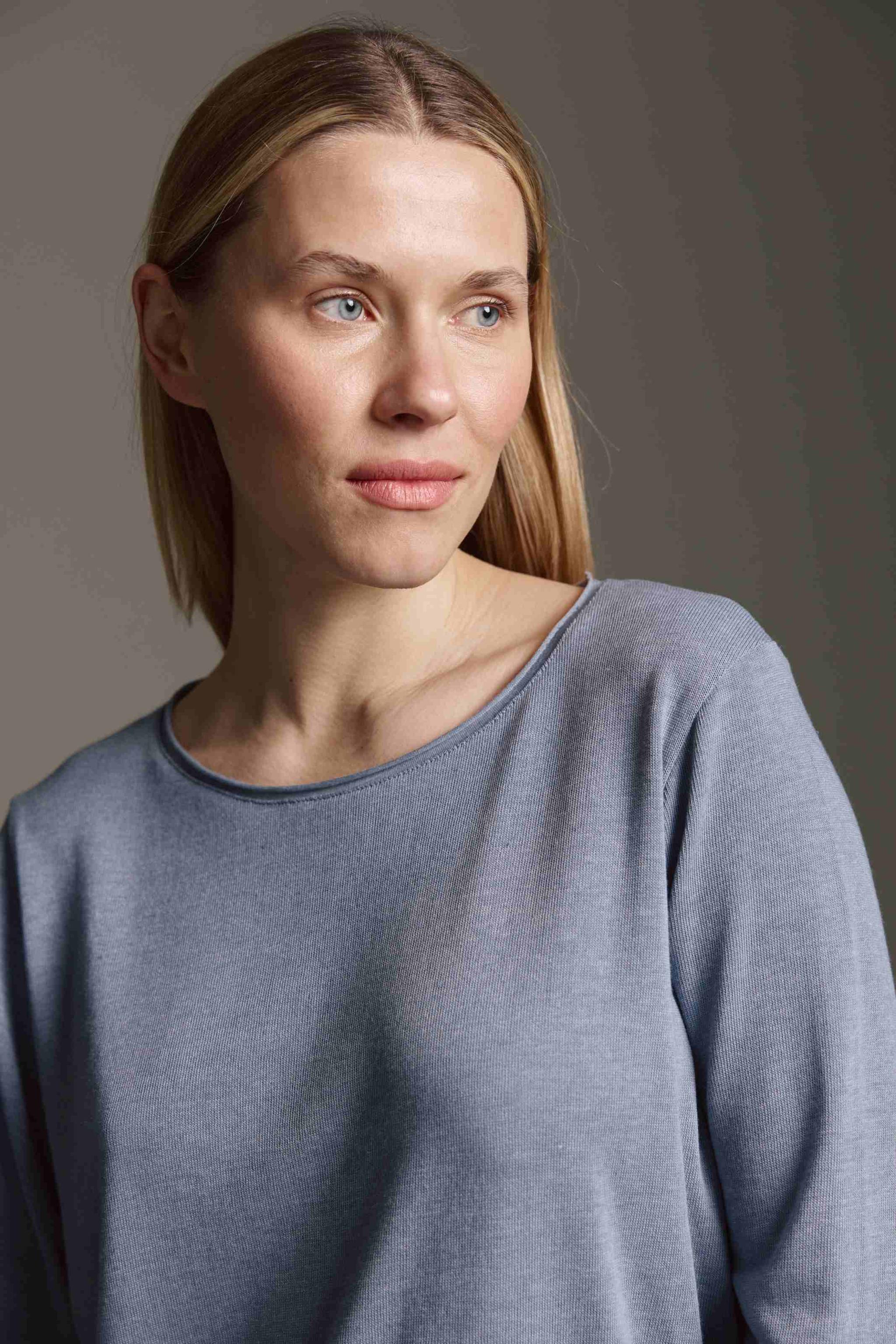 Strickoptik Langarmshirt Mit Rundhals Und Rollkanten