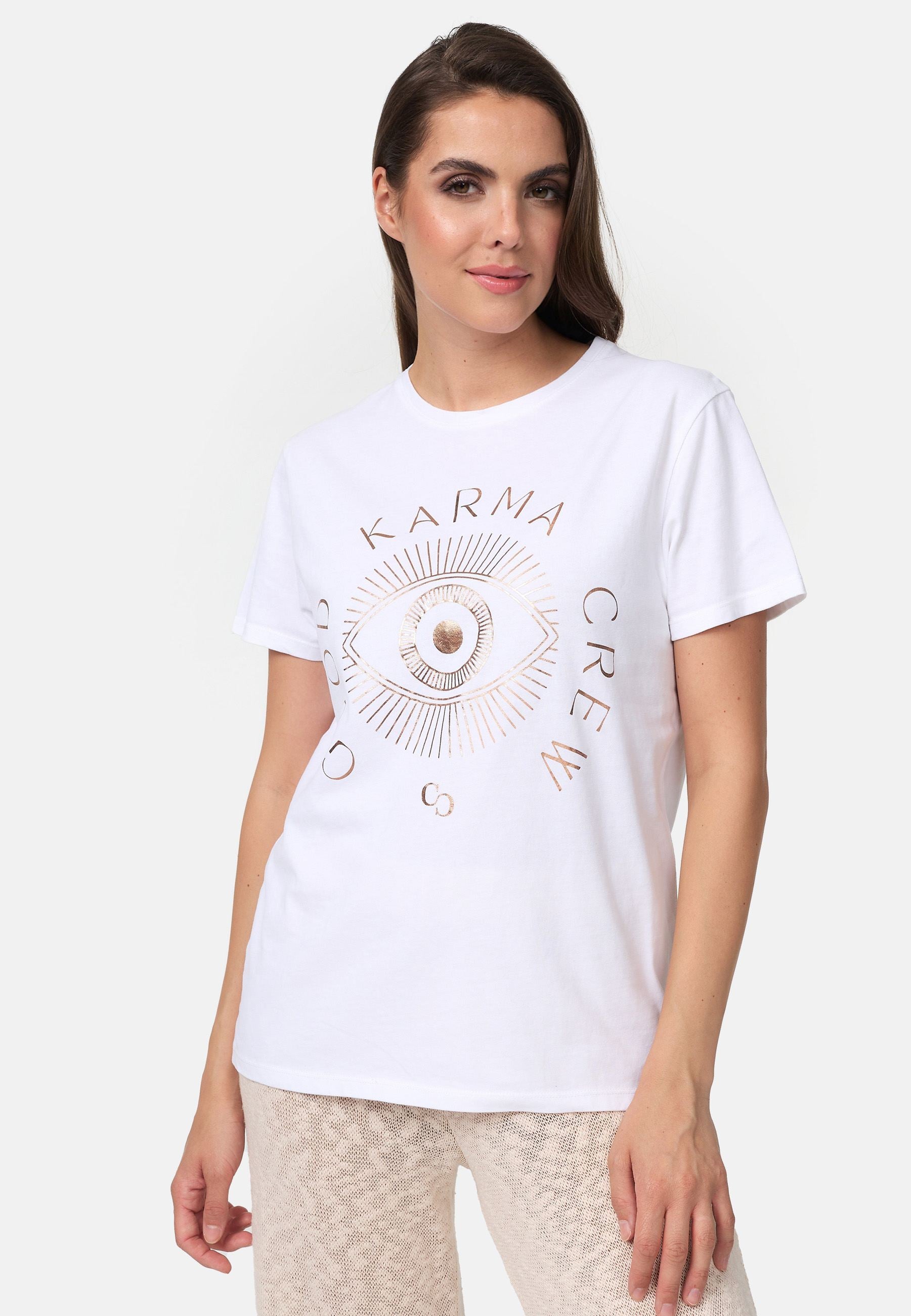 Gewaschenes T-Shirt Mit Good Karma Crew Foil Druck