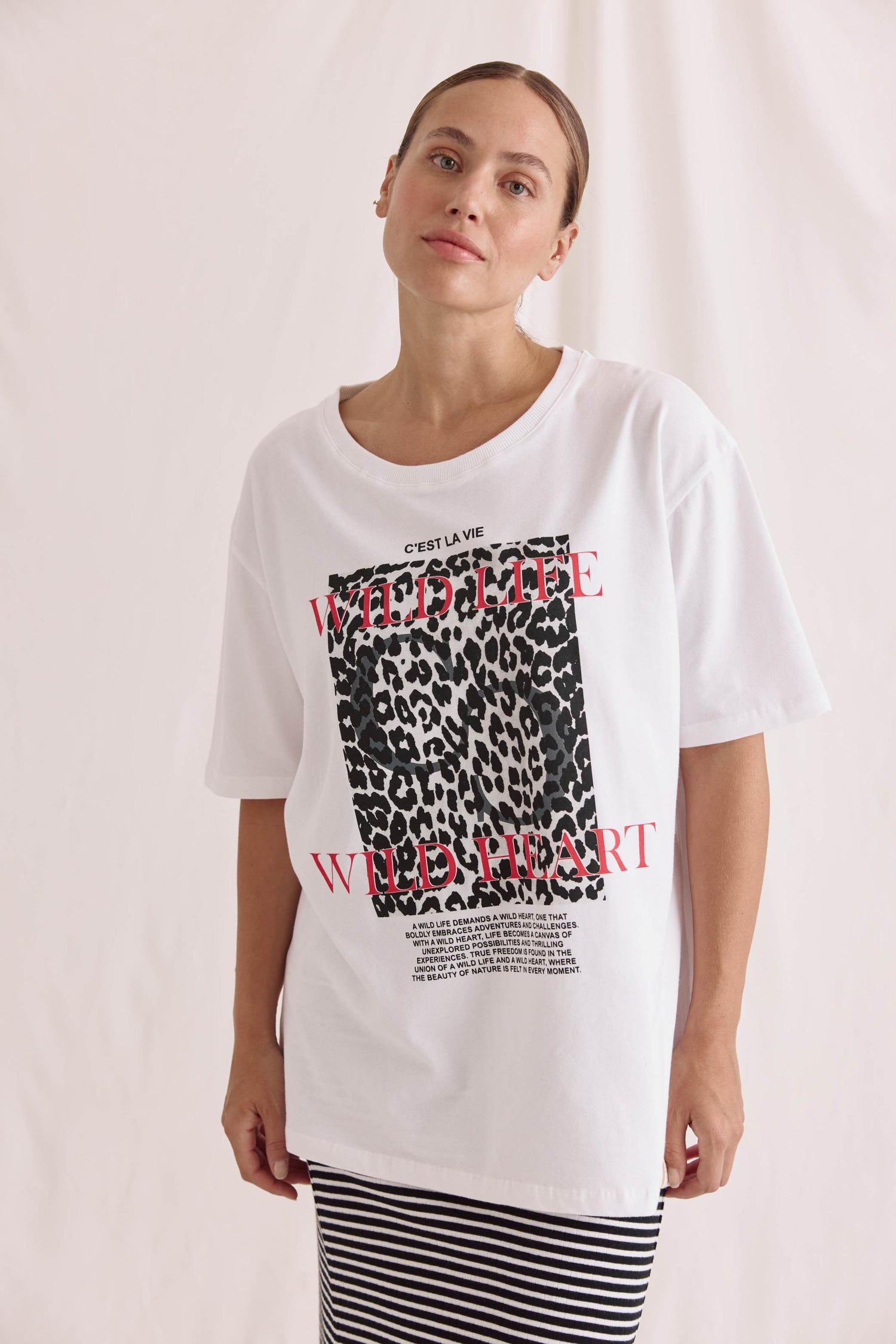 Softes Oversized T-Shirt Mit Rundhals Und Wild Life Fotodruck