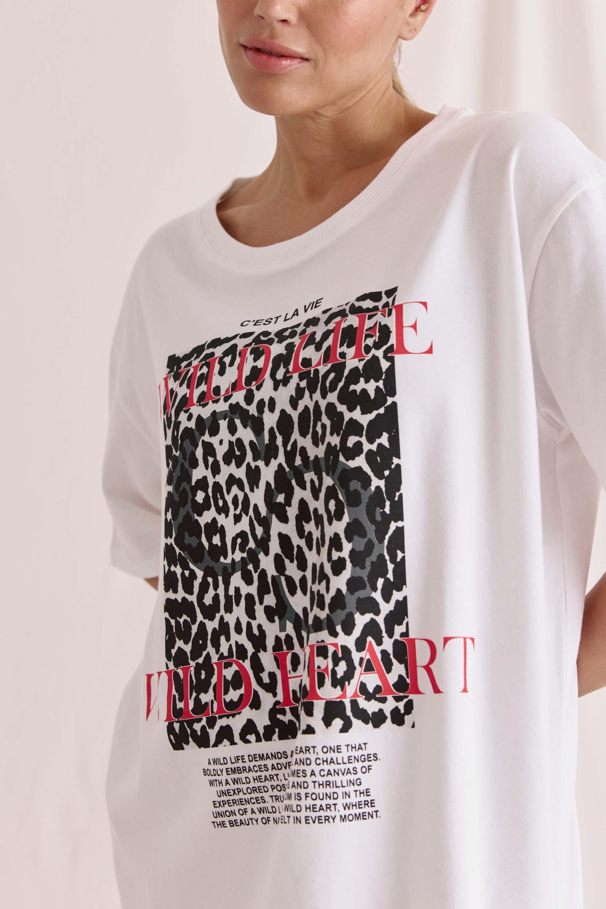 Softes Oversized T-Shirt Mit Rundhals Und Wild Life Fotodruck