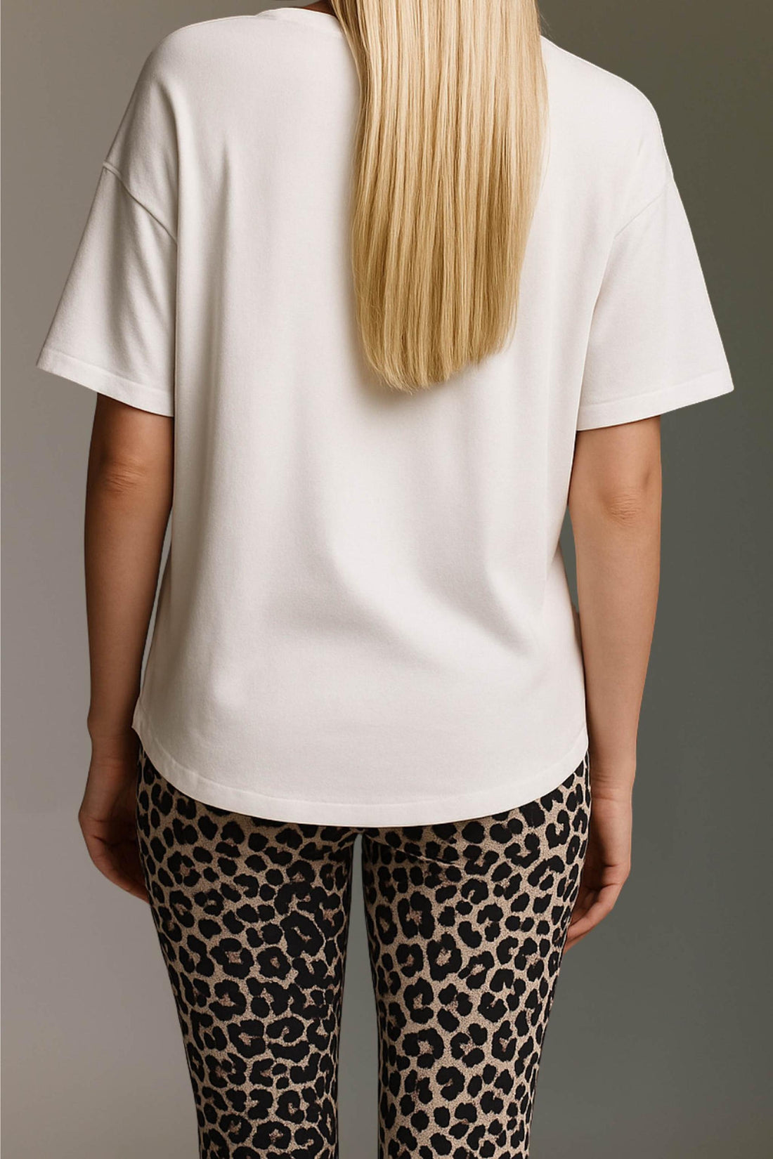 Strickoptik T-Shirt Mit V-Hals Und Seitenschlitzen