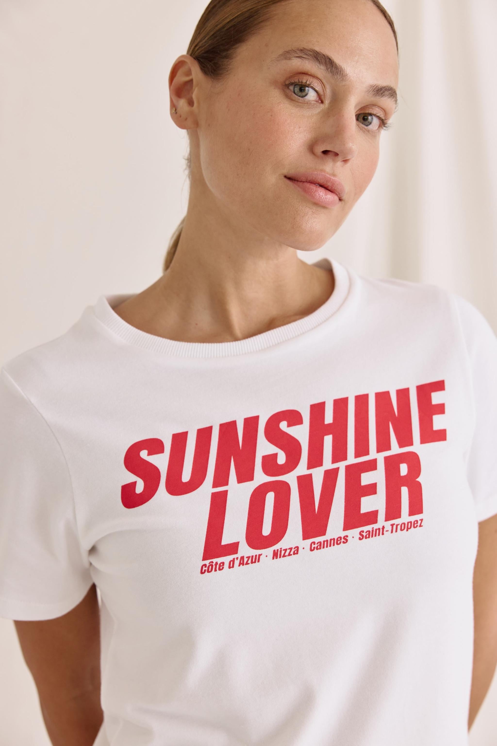 Softes Regular Fit T-Shirt Rundhals Und Sunshine Lover Druck