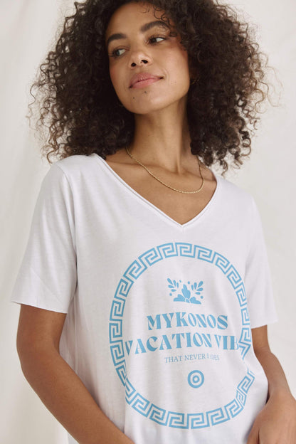 Weiches T-Shirt Mit Mykonos Druck