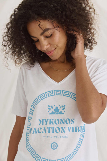 Weiches T-Shirt Mit Mykonos Druck