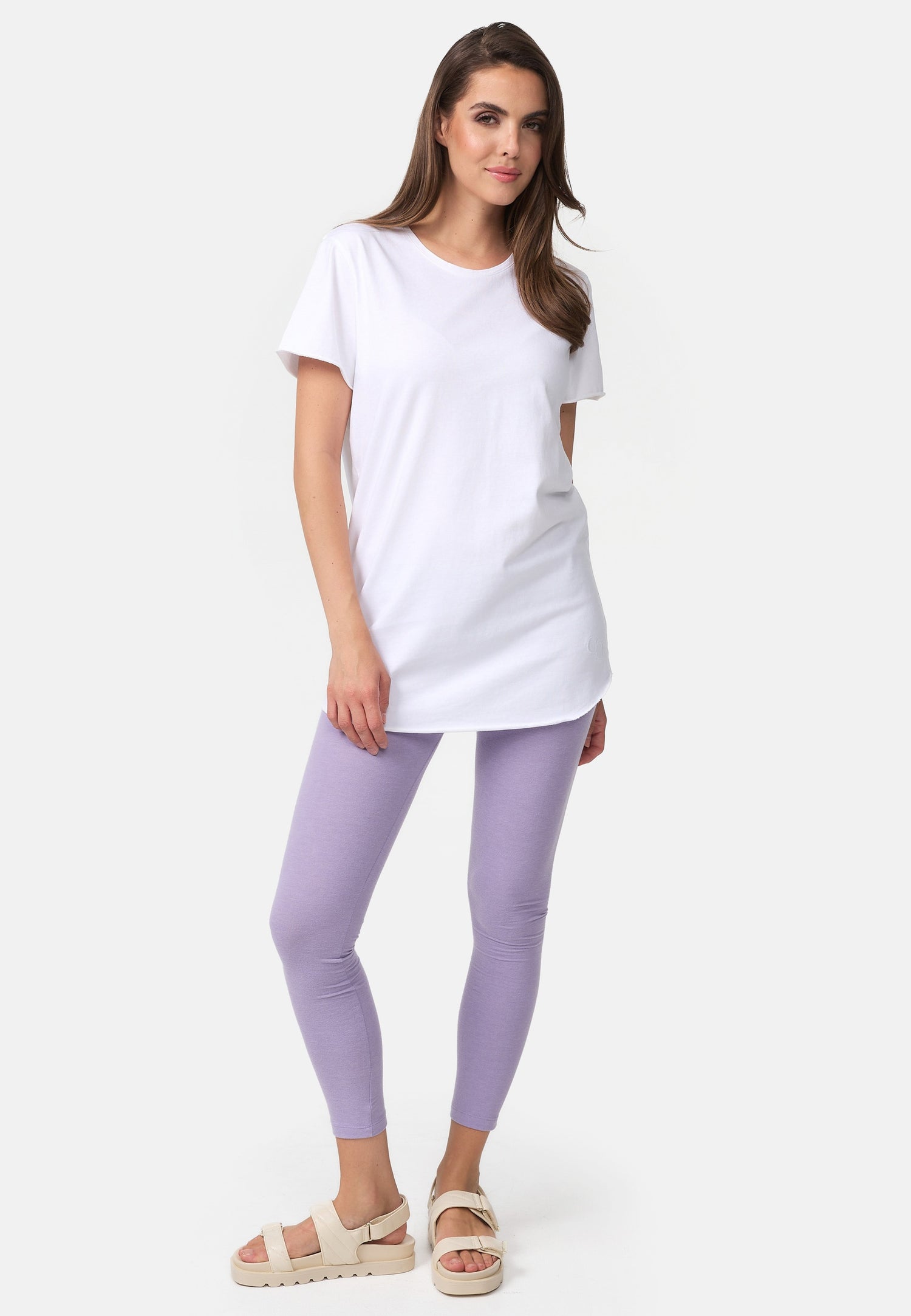 Gewaschenes Long T-Shirt Mit Tiefem O-Hals