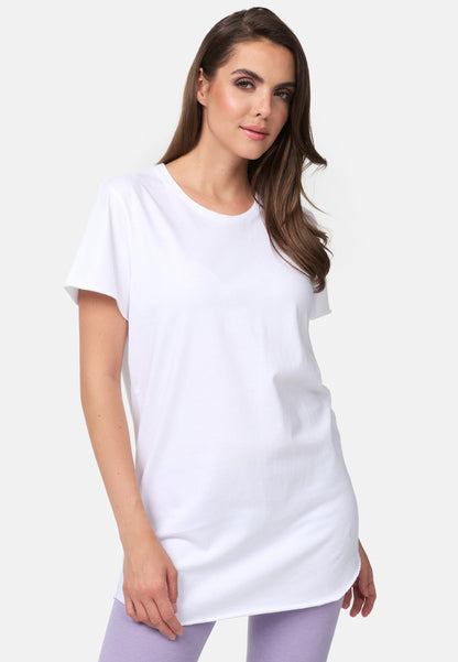 Gewaschenes Long T-Shirt Mit Tiefem O-Hals