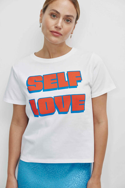 Softes Regular Fit T-Shirt Mit O-Hals Und Self Love Druck