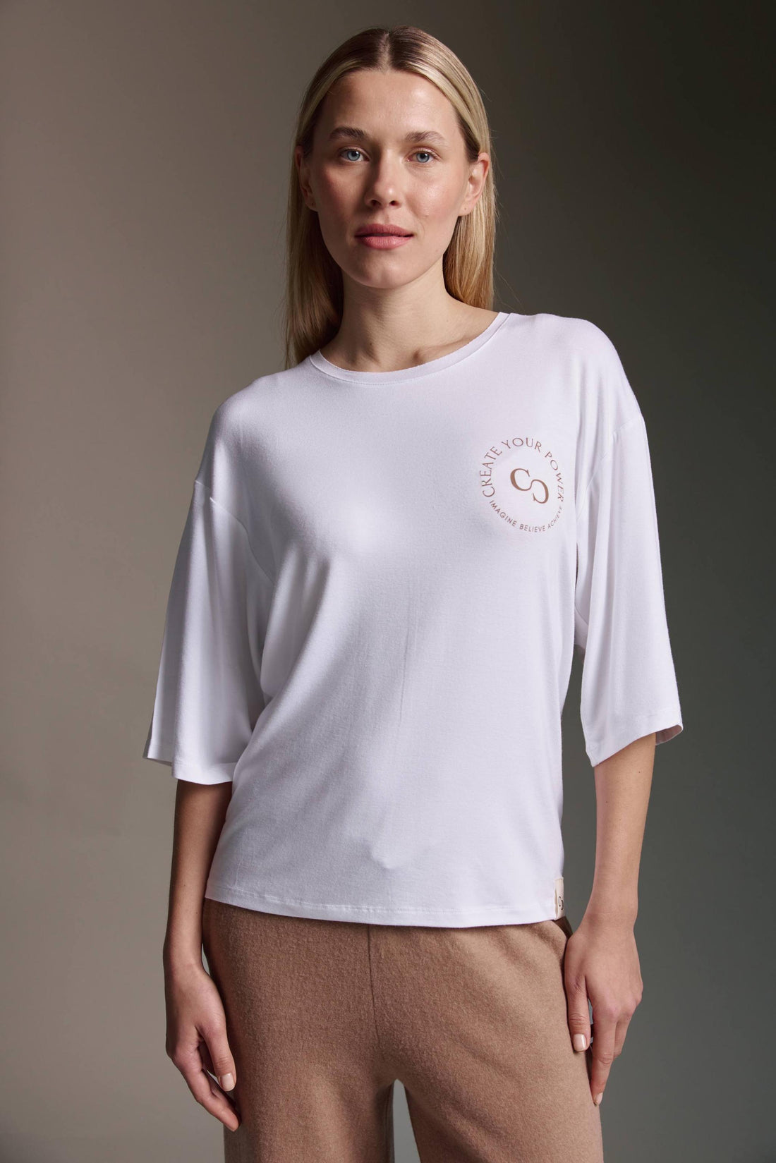 Super Softes T-Shirt Mit Rundhals, Kimonoärmeln Und Create Your Power Druck