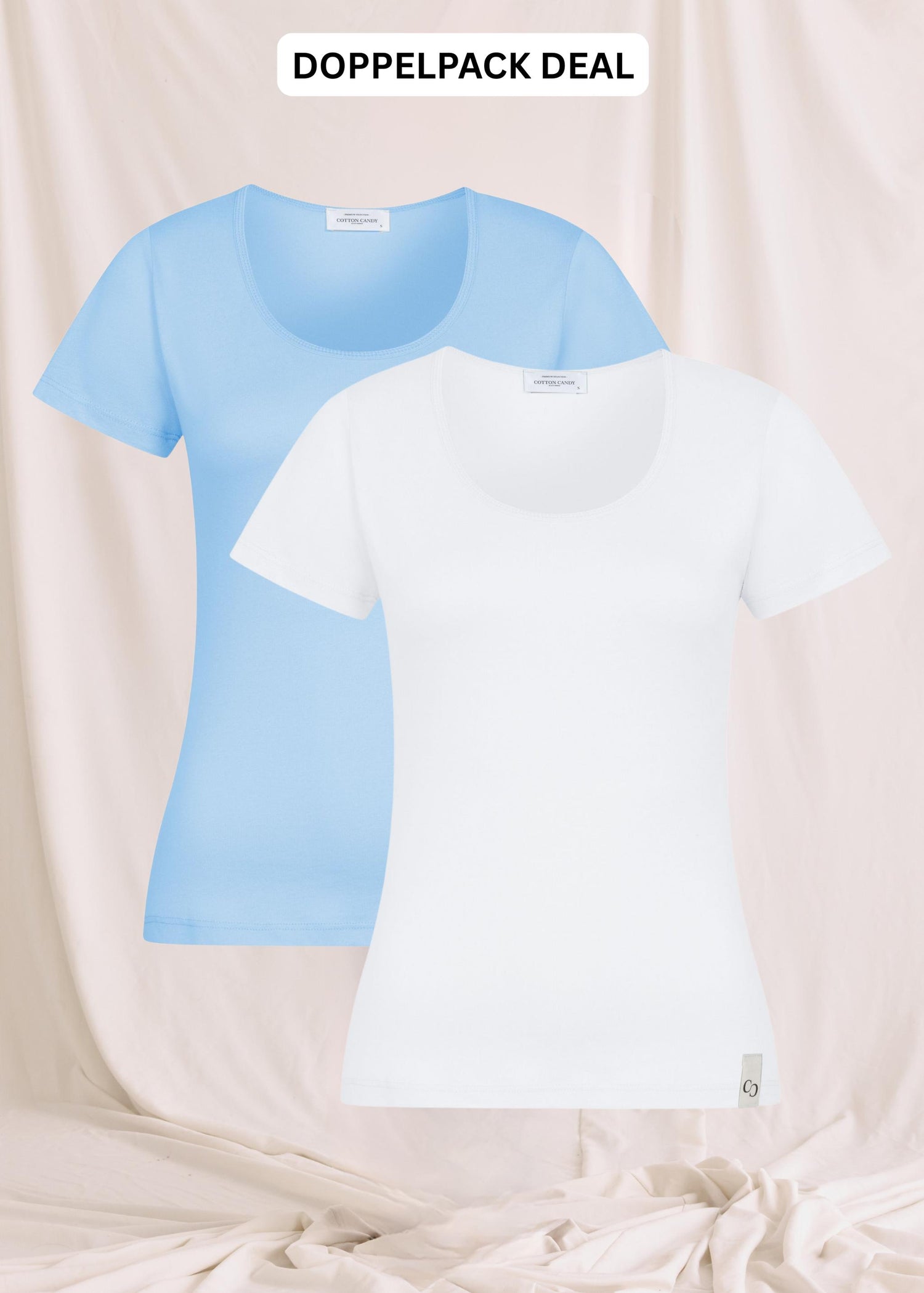 Softes Body Fit T-Shirt Mit Tiefem O-Hals - Doppelpack