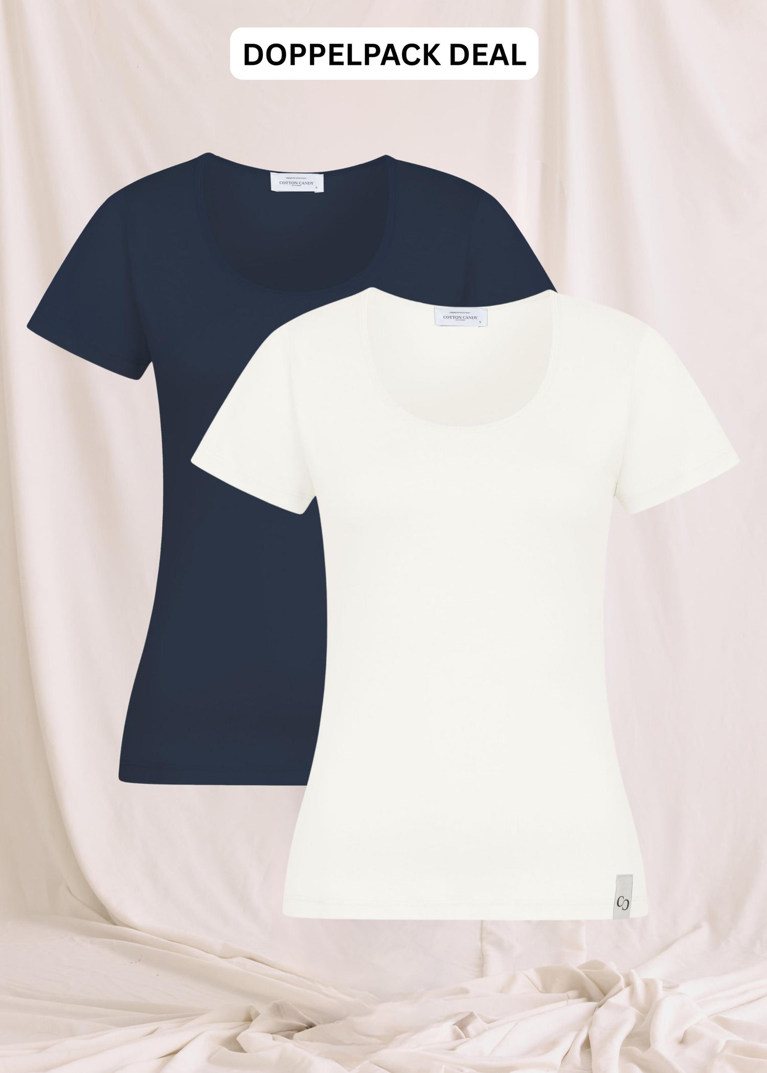 Softes Body Fit T-Shirt Mit Tiefem O-Hals - Doppelpack