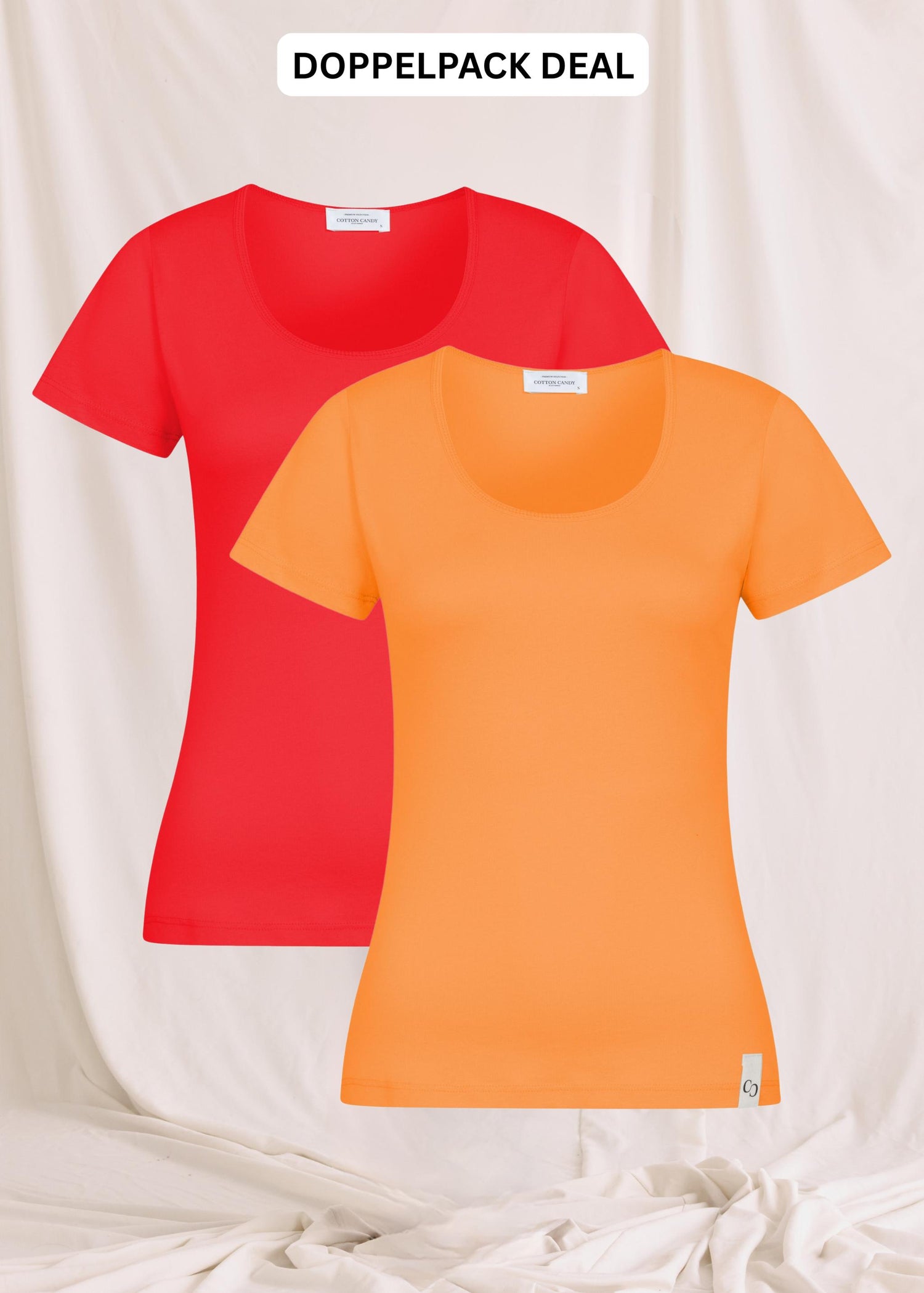 Softes Body Fit T-Shirt Mit Tiefem O-Hals - Doppelpack
