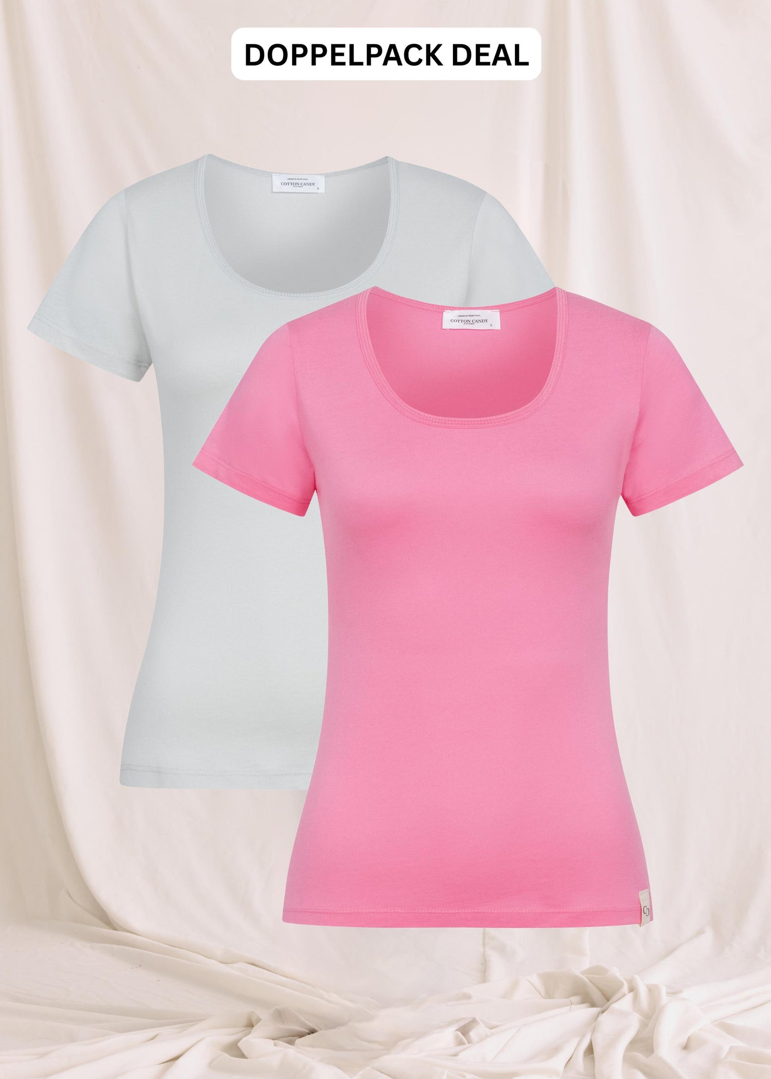 Softes Body Fit T-Shirt Mit Tiefem O-Hals - Doppelpack