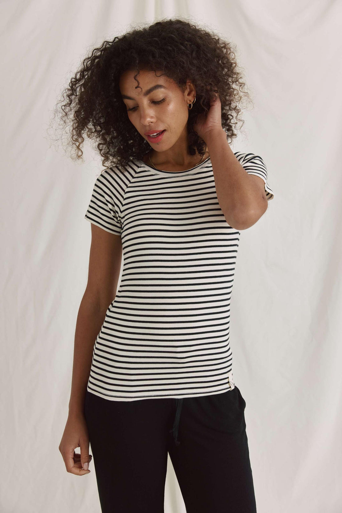 Ringel T-Shirt Mit Rundhals Und Raglan