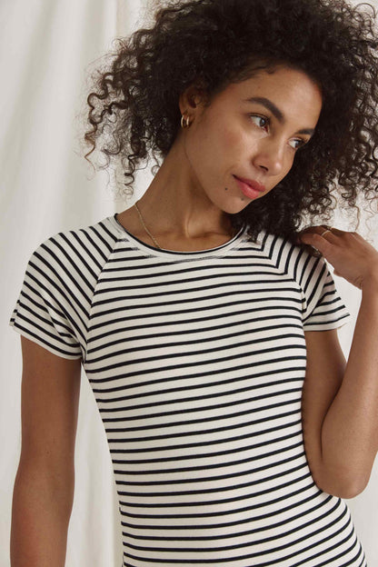 Ringel T-Shirt Mit Rundhals Und Raglan