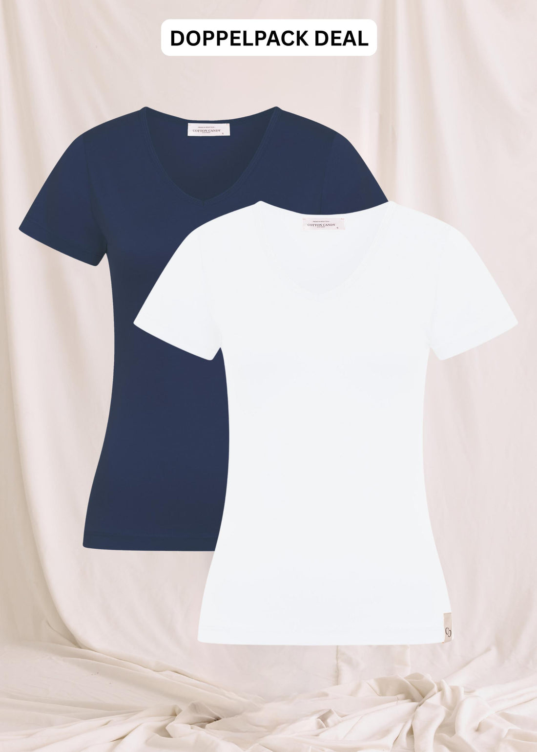 Softes Body Fit T-Shirt Mit Tiefem V-Hals - Doppelpack