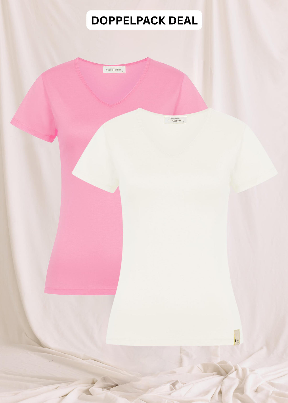Softes Body Fit T-Shirt Mit Tiefem V-Hals - Doppelpack
