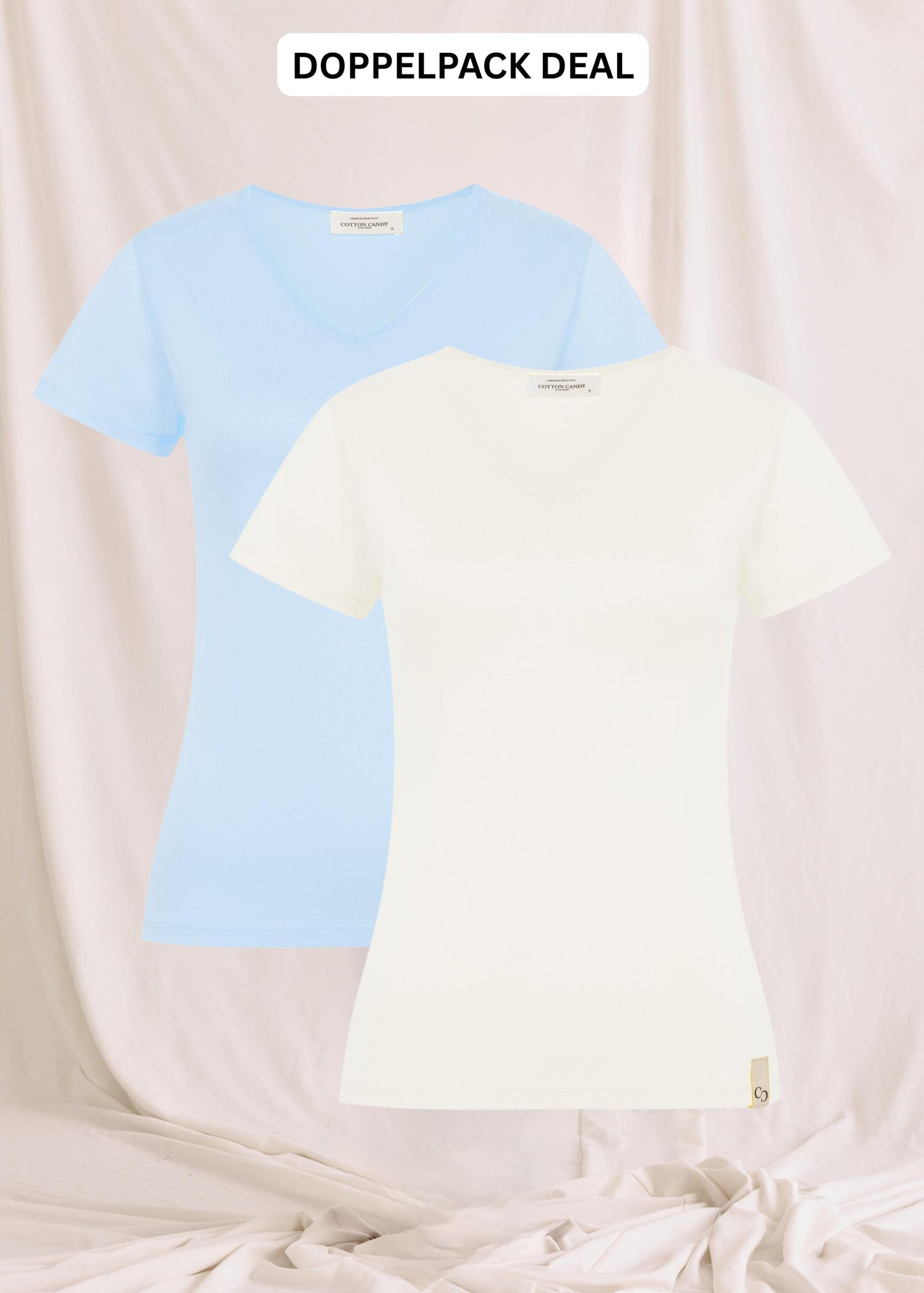Softes Body Fit T-Shirt Mit Tiefem V-Hals - Doppelpack