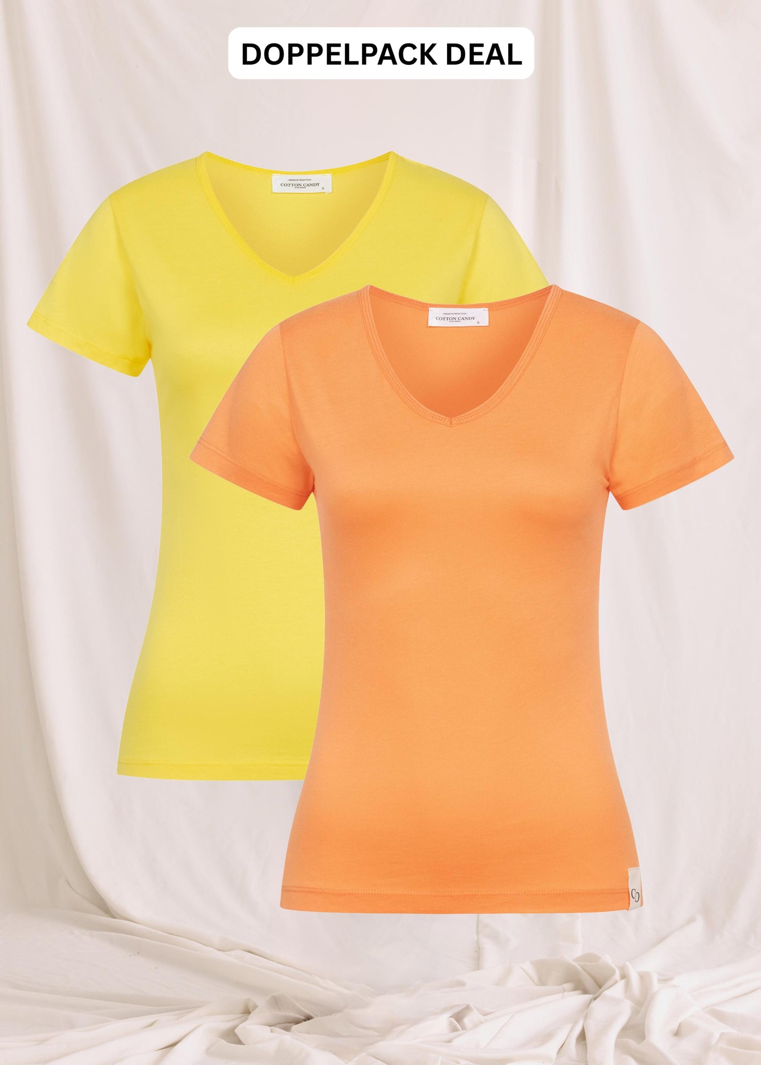 Softes Body Fit T-Shirt Mit Tiefem V-Hals - Doppelpack