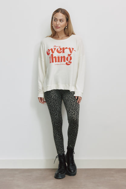 Oversized Cozy Langarmshirt Mit Seitenschlitzen Und Merry Everything Druck